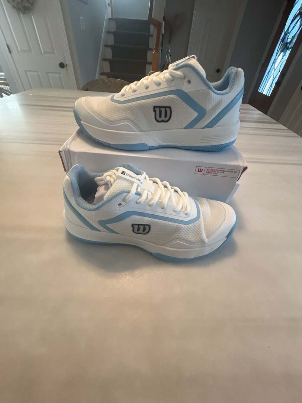 Wilson CourtGlide Tennis Shoes White Airy Blue Womens 10
